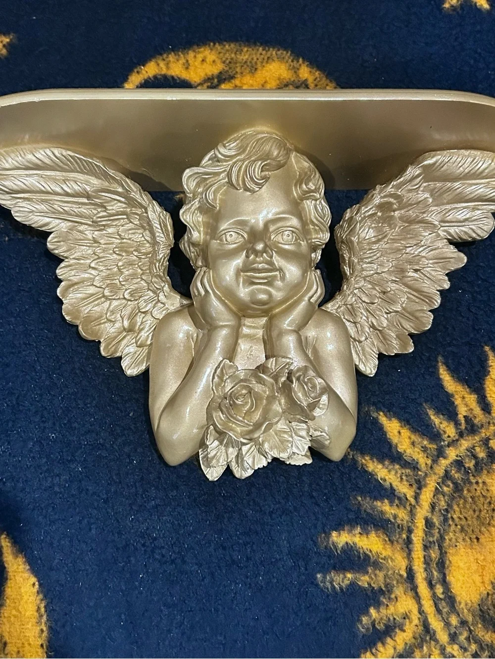 VTG Chalkware Cherub Angel Gallery Wall Shelf Whimsigoth Celestial Decor Gold